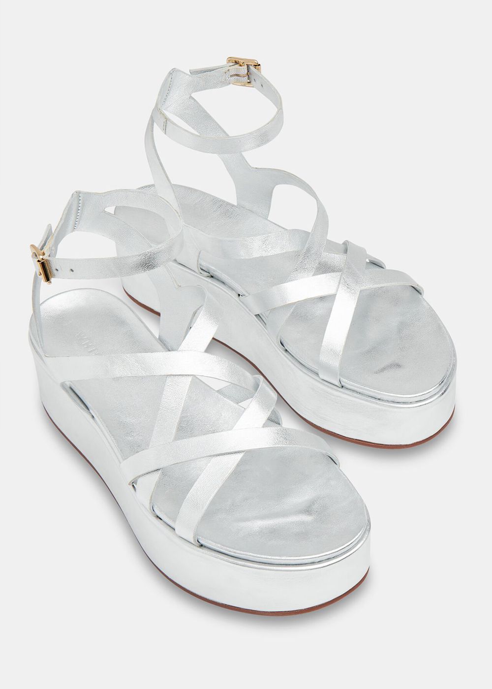 Whistles Yola Strappy Platform Sandals Silver | US-75310FQZS