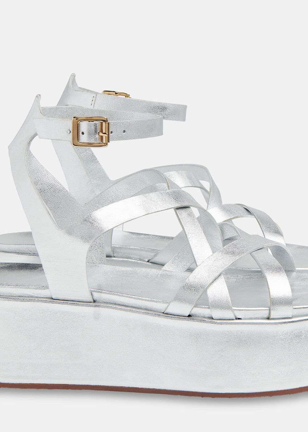 Whistles Yola Strappy Platform Sandals Silver | US-75310FQZS