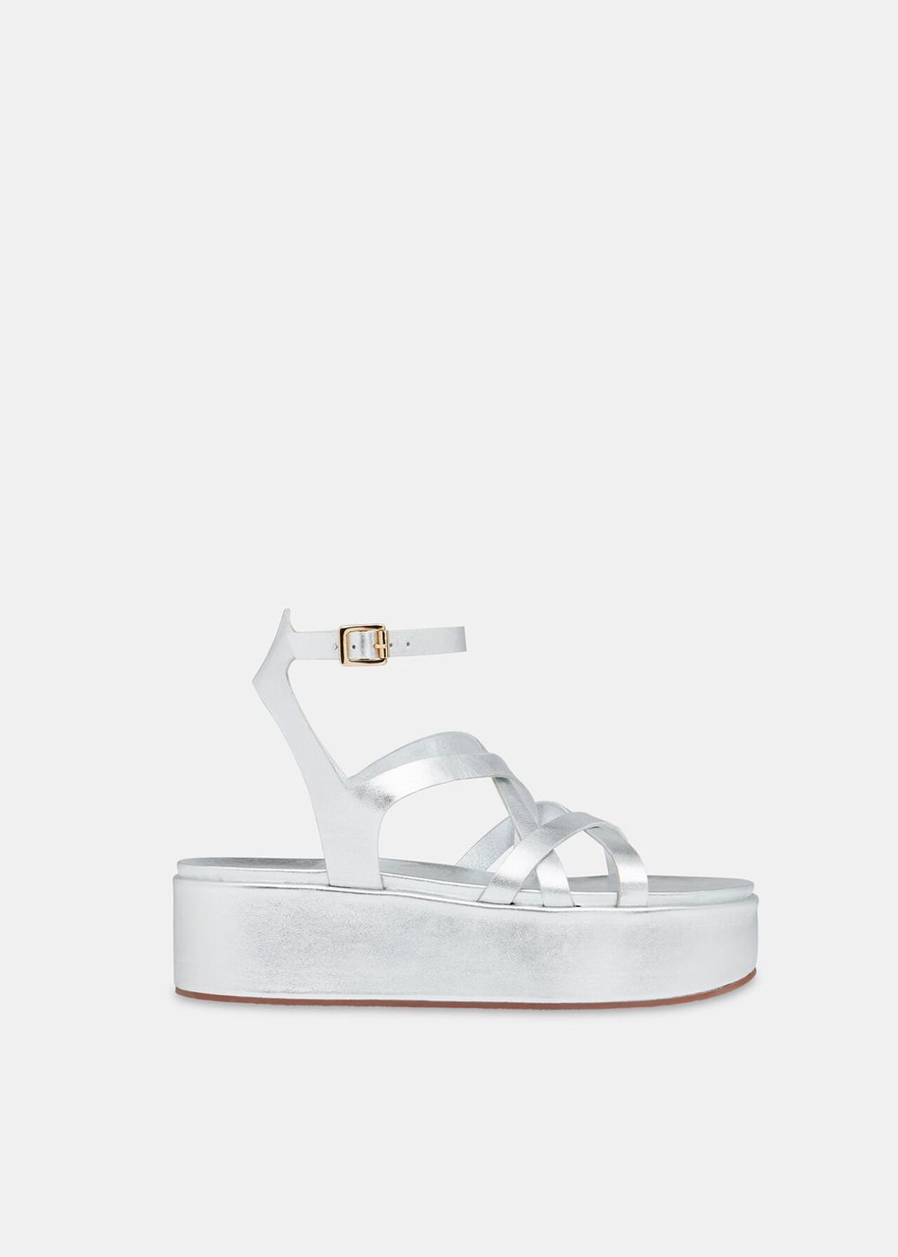 Whistles Yola Strappy Platform Sandals Silver | US-75310FQZS