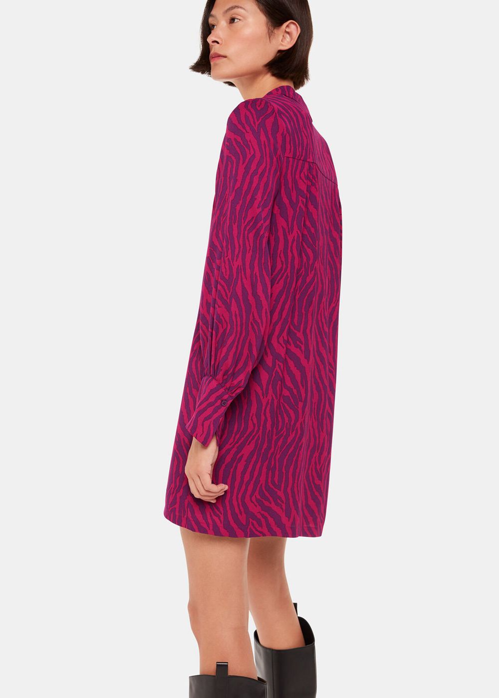 Whistles Zebra Stripe Collar Dress Purple / Multicolor | US-51048AWHK