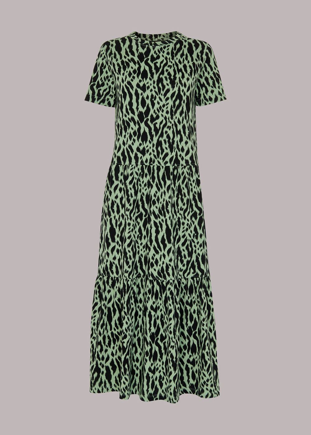 Whistles Zebra Tiered Jersey Dress Green / Multicolor | US-84375ZXUT