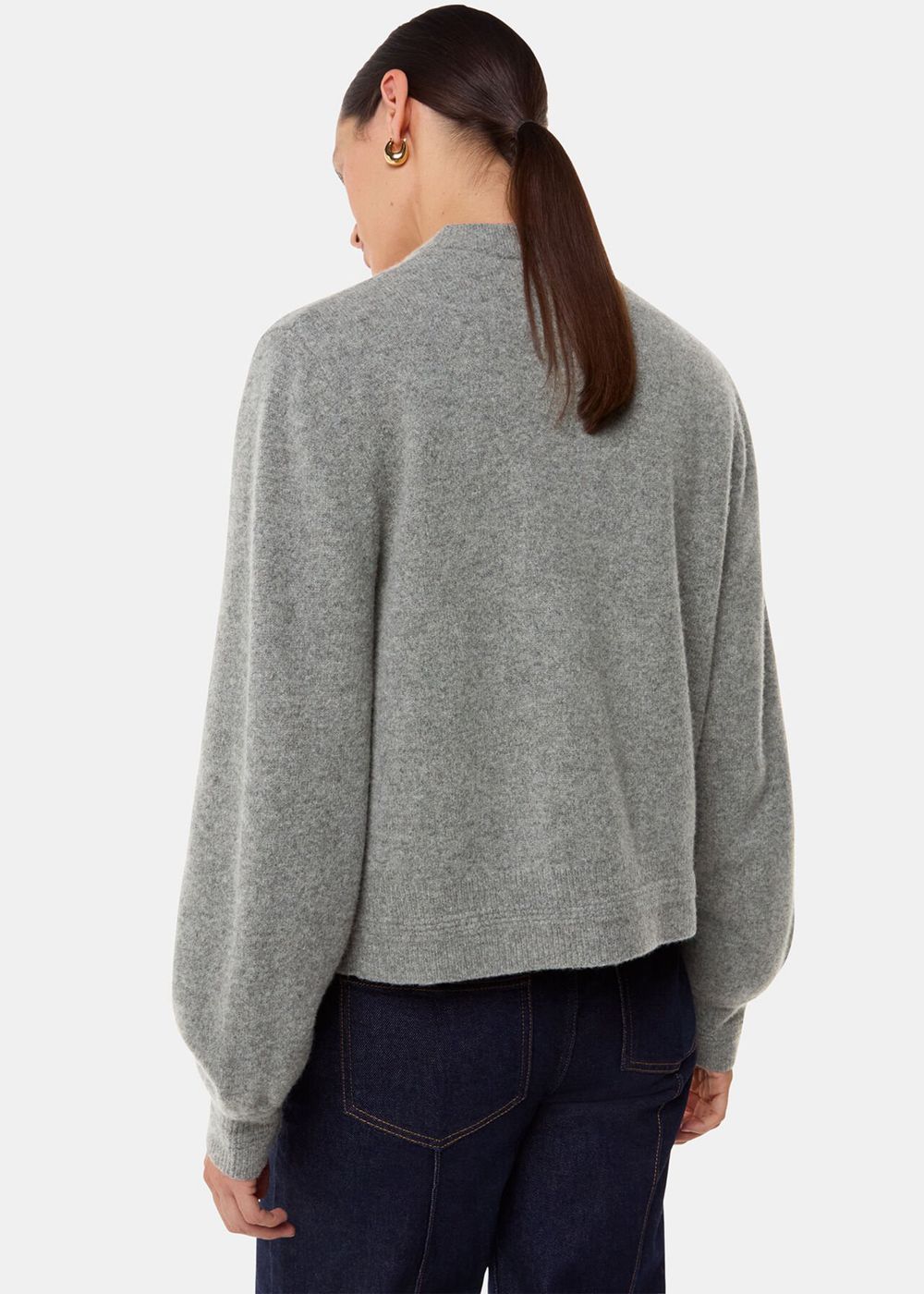 Whistles Zip Front Bomber Sweater Grey | US-20683TBNI