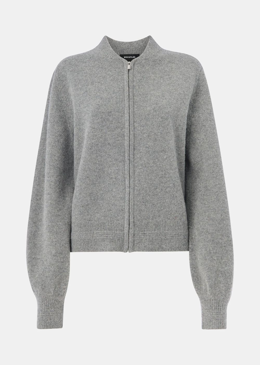 Whistles Zip Front Bomber Sweater Grey | US-20683TBNI