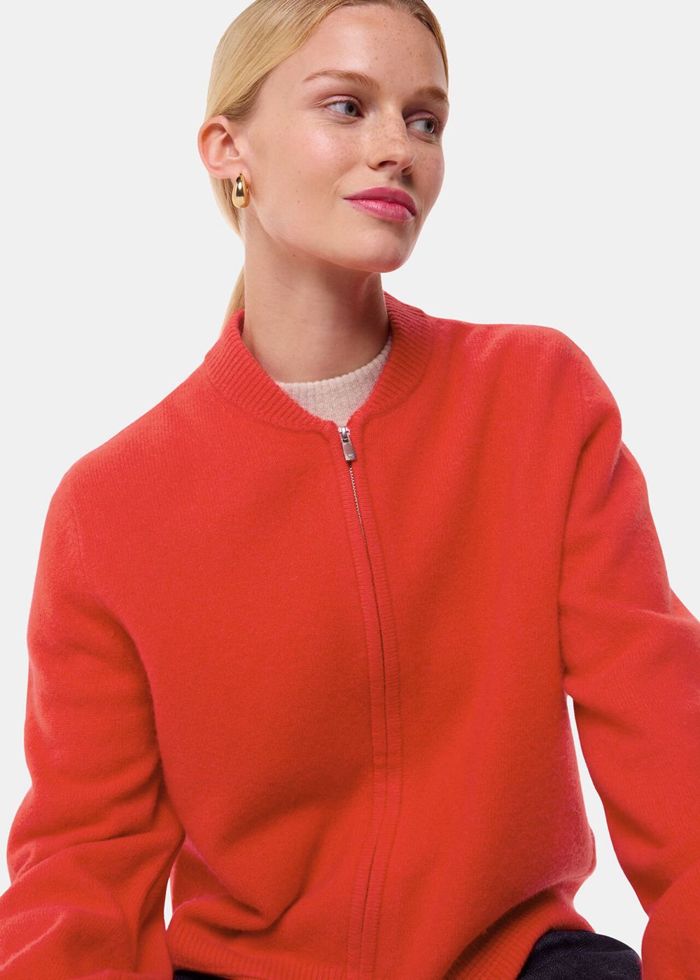 Whistles Zip Front Bomber Sweater Red | US-86951QEVW