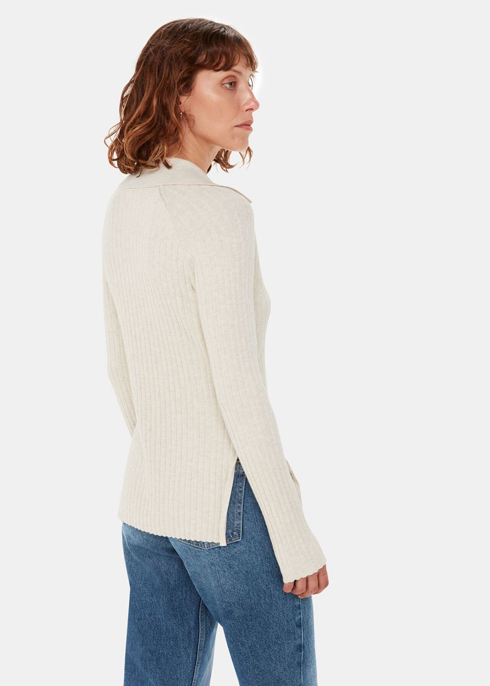 Whistles Zip Knitwear Neutral | US-39258PNJF