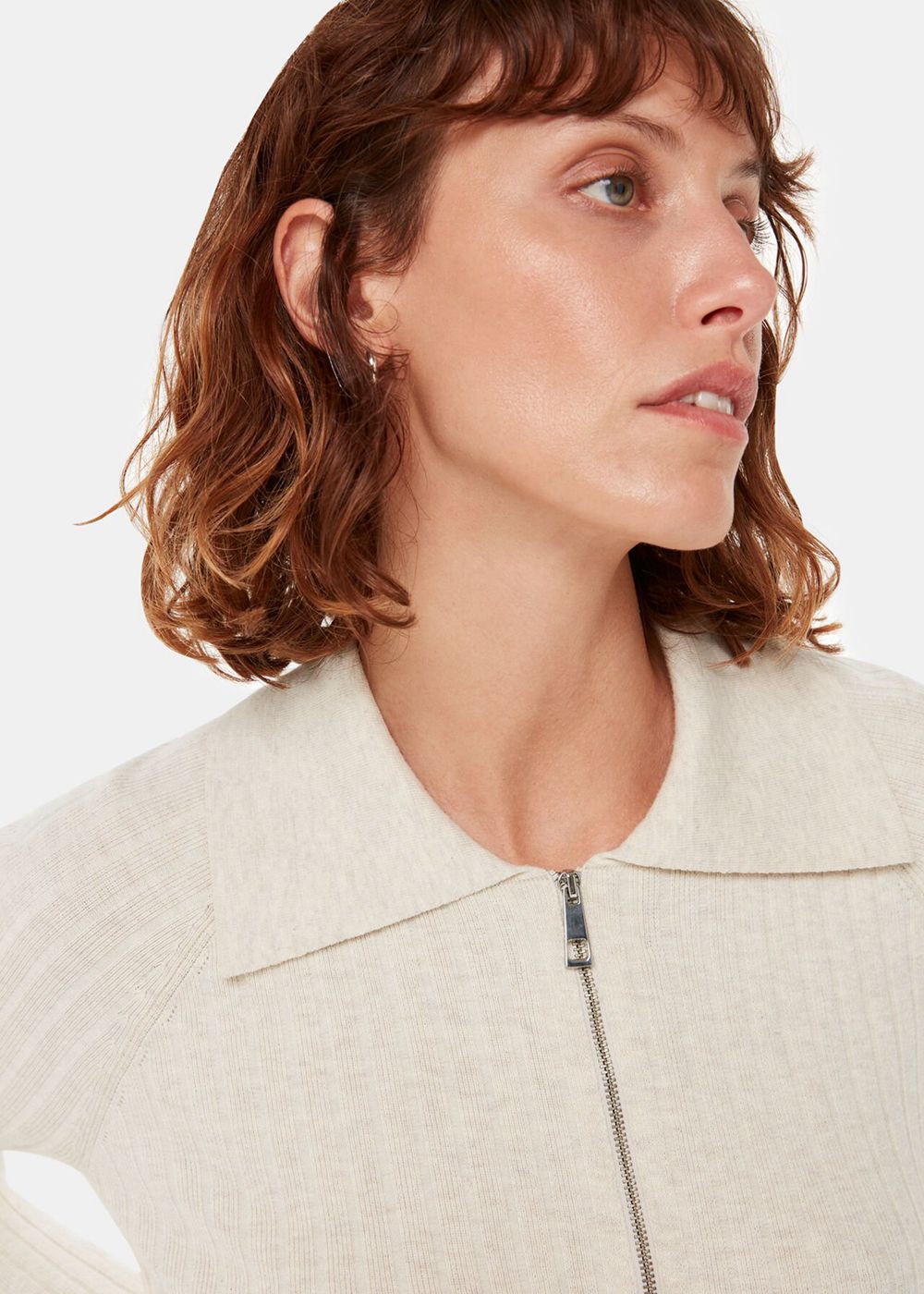 Whistles Zip Knitwear Neutral | US-39258PNJF