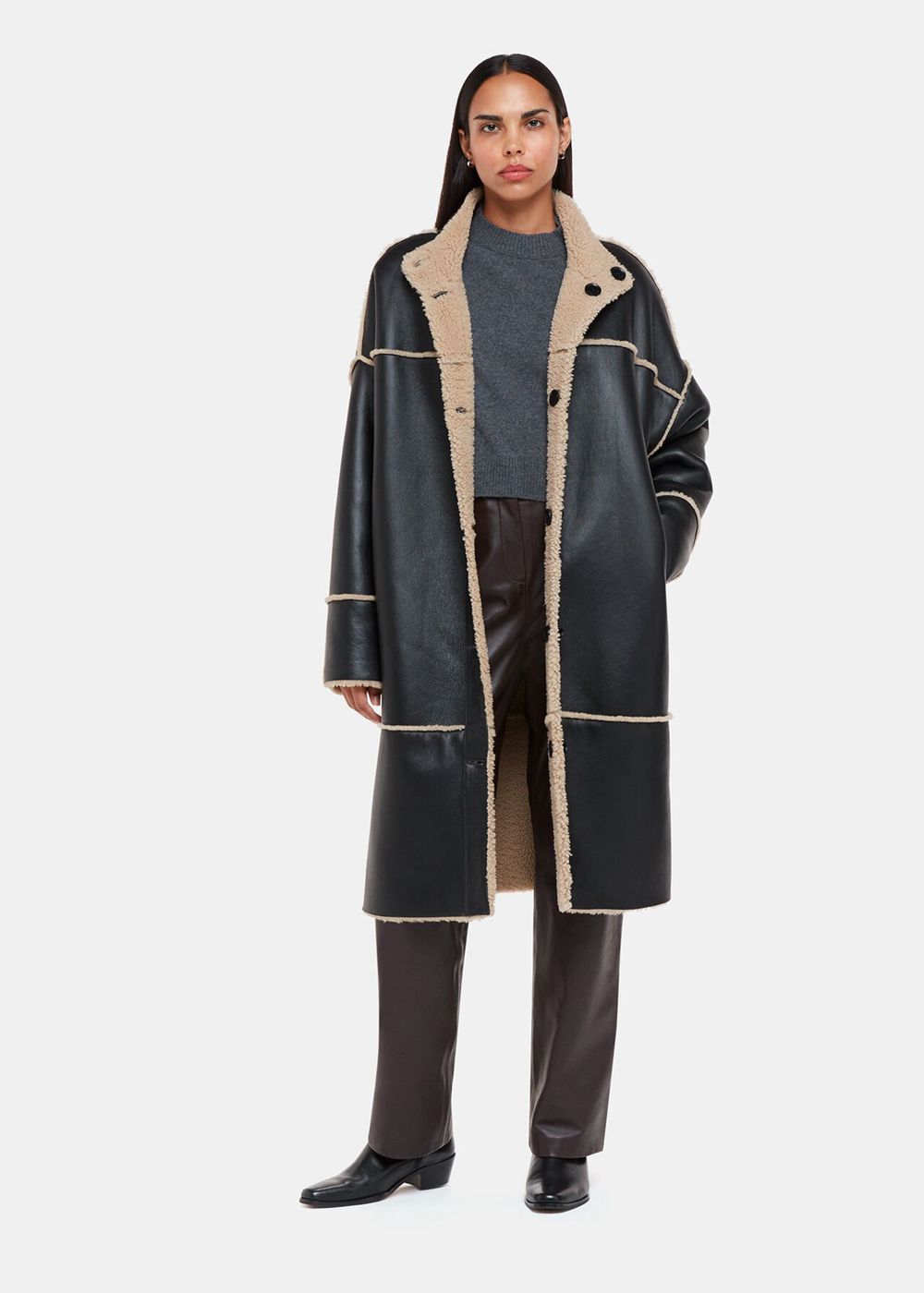 Whistles Zo Reversible Shearling Coat Black / Multicolor | US-27689PRDV