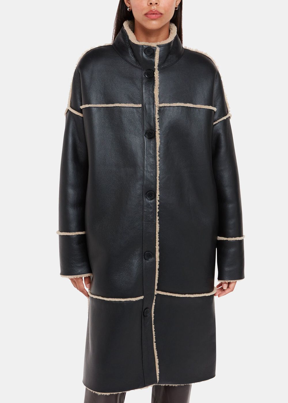 Whistles Zo Reversible Shearling Coat Black / Multicolor | US-27689PRDV